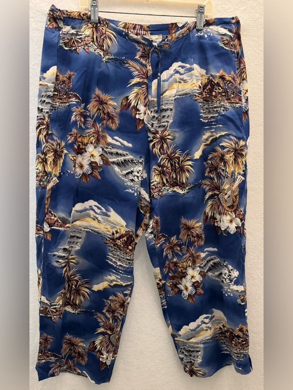 Hilo Hatties Hawaiian Wide Leg pants Sz L Vacation Beach Resort Swim Coverup